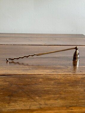 Vintage Silver Plated Candle Snuffer with Adjustable Cup and Wavy Handle Design
